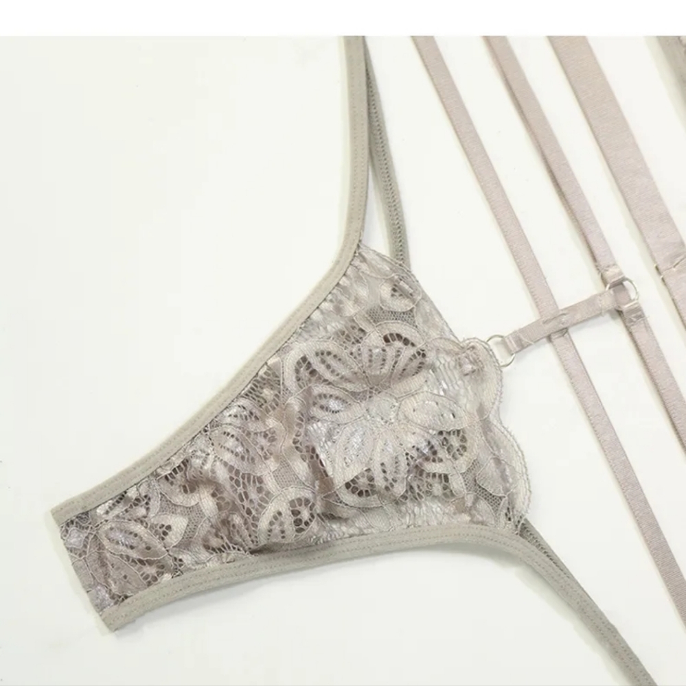 White Crisscross  Lace Lingerie Set - Picture 9 of 13